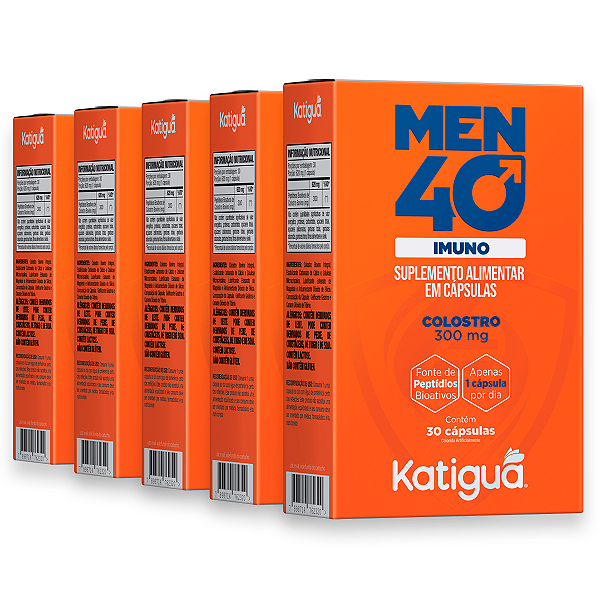 Kit 5 Men 40 Imuno Colostro Katiguá 300mg 30 cápsulas