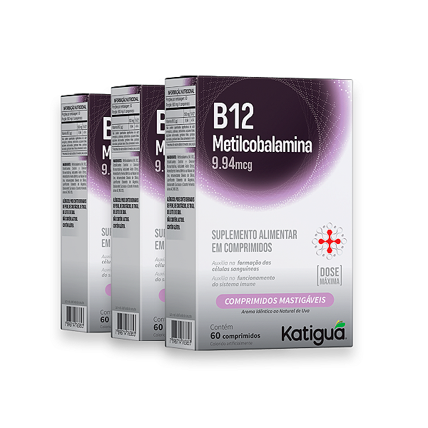 Kit 3 Vitamina B12 Metilcobalamina Katiguá 60 Cápsulas