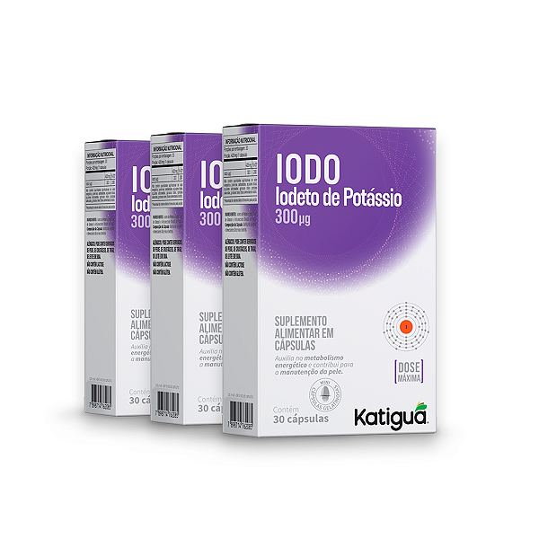 Kit 3 Iodo 200% Iodato de Potássio Katiguá 30 Cápsulas