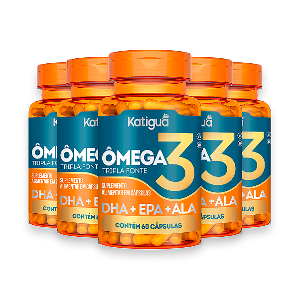 Kit 5 Ômega 3 Tripla Fonte Katiguá 1000mg 60 Cápsulas
