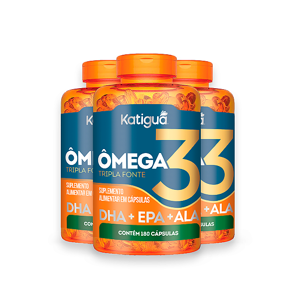 Kit 3 Ômega 3 Tripla Fonte Katiguá 1000mg 180 Cápsulas