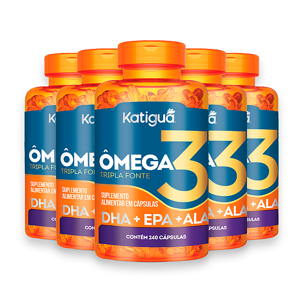 Kit 5 Ômega 3 Tripla Fonte Katiguá 1000mg 240 Cápsulas