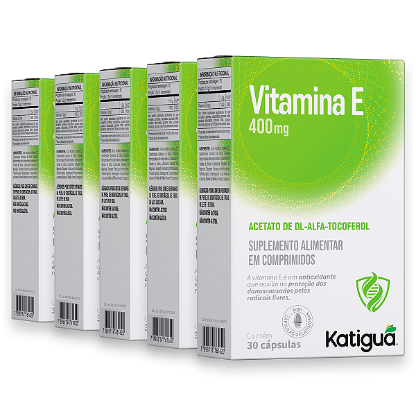 Kit 5 Vitamina E Softgel Katiguá 400mg 30 Cápsulas