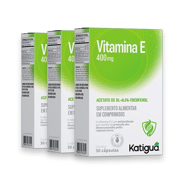 Kit 3 Vitamina E Softgel Katiguá 400mg 30 Cápsulas