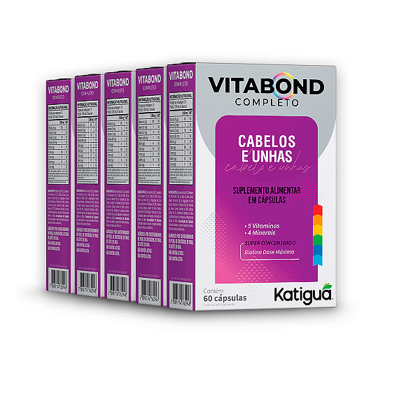 Kit 5 Vitabond Completo Cabelos e Unhas Katiguá 60 Cápsulas