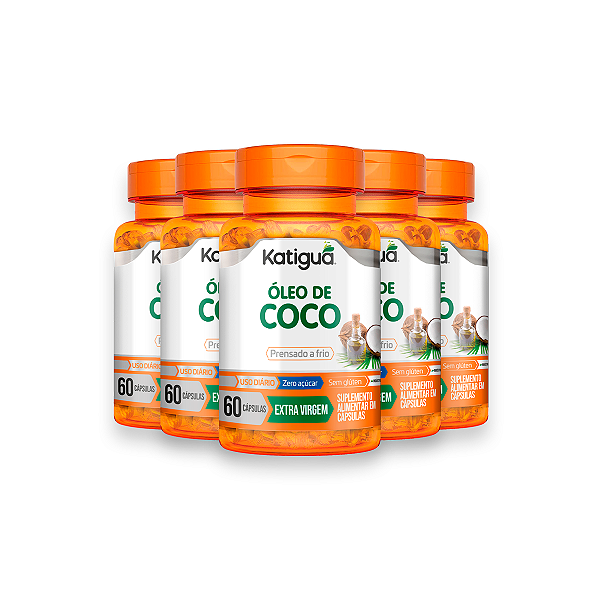 Kit 5 Óleo de Coco Katiguá 1000mg 60 Cápsulas