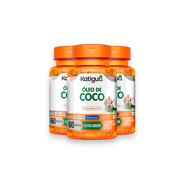 Kit 3 Óleo de Coco Katiguá 1000mg 60 Cápsulas