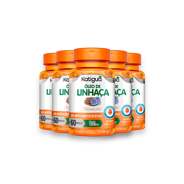 Kit 5 Óleo de Linhaça Katiguá 1000mg 60 Cápsulas