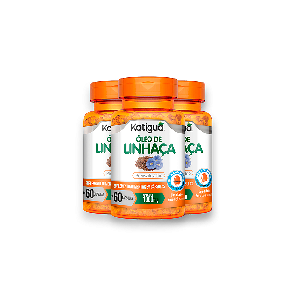 Kit 3 Óleo de Linhaça Katiguá 1000mg 60 Cápsulas