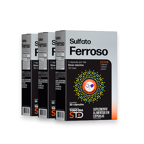 Kit 3 STD Sulfato Ferroso Katiguá 30 Cápsulas