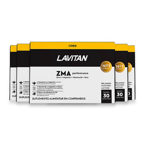 Kit 5 ZMA Perfomace Lavitan 30 Comprimidos