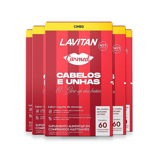 Kit 5 Cabelos e Unhas Lavitan Carmed 60 Comprimidos