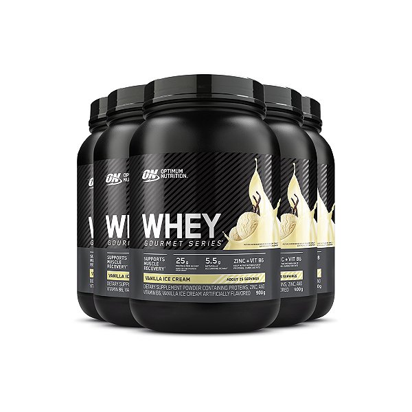 Kit 5 Whey Gourmet Optimum Nutrition Baunilha 900g