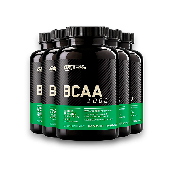 Kit 5 BCAA 1000 Optimum Nutrition 200 Cápsulas