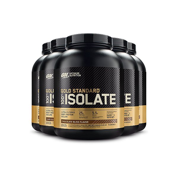 Kit 5 Whey Gold Isolate Optimum Nutrition Chocolate 2.36Kg