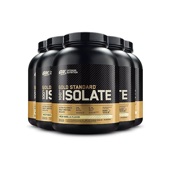 Kit 5 Whey Gold Isolate Optimum Nutrition Baunilha 2.28Kg