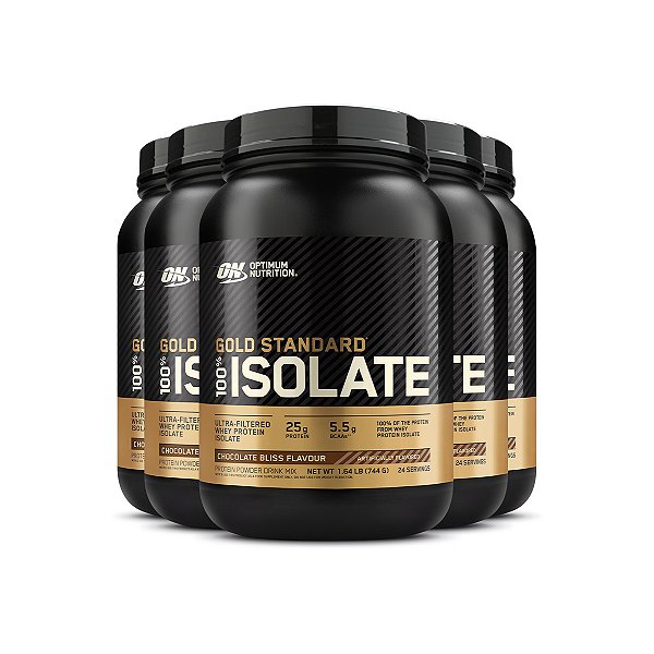 Kit 5 Whey Gold Isolate Optimum Nutrition Chocolate 744g