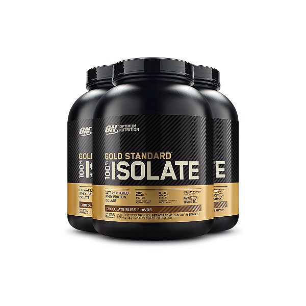Kit 3 Whey Gold Isolate Optimum Nutrition Chocolate 2.36Kg
