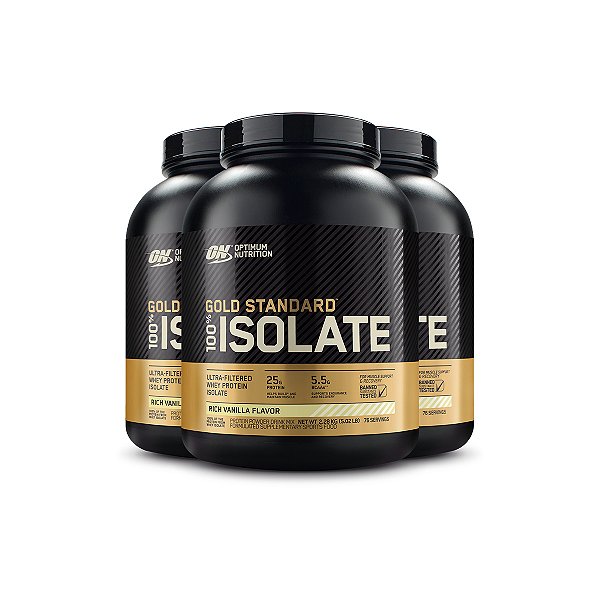 Kit 3 Whey Gold Isolate Optimum Nutrition Baunilha 2.28Kg
