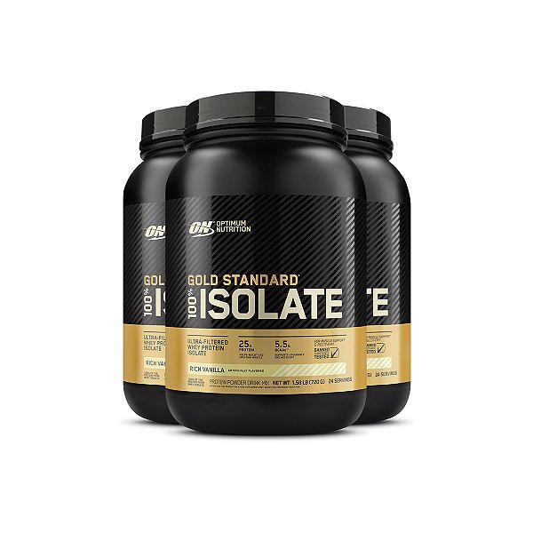 Kit 3 Whey Gold Isolate Optimum Nutrition Baunilha 720g