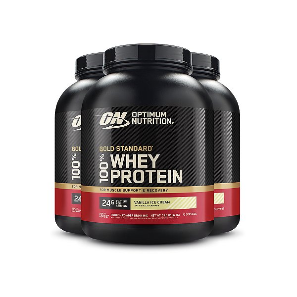 Kit 3 Whey Gold Standard Optimum Nutrition Baunilha 2.26Kg