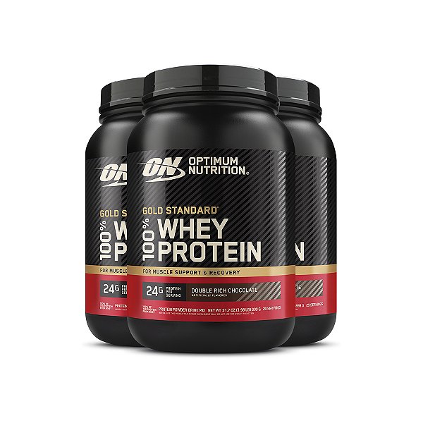 Kit 3 Whey Gold Standard Optimum Nutrition Chocolate 899g