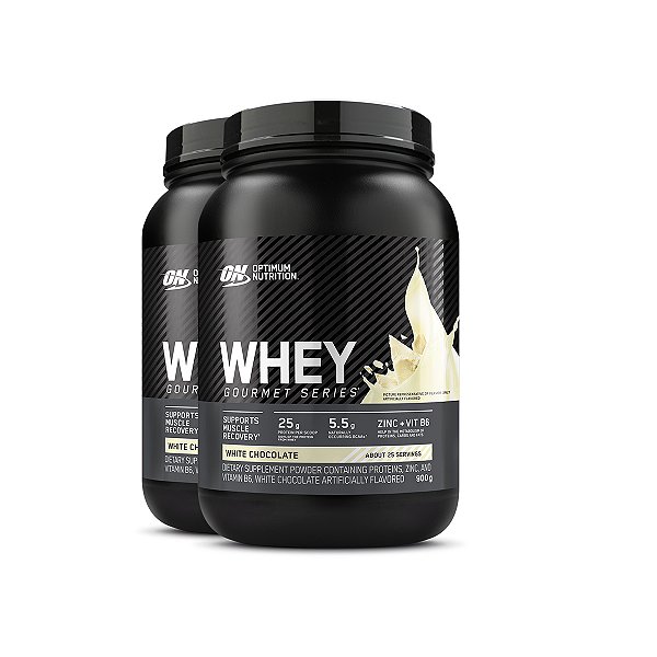 Kit 2 Whey Gourmet Optimum Nutrition Chocolate Branco 900g