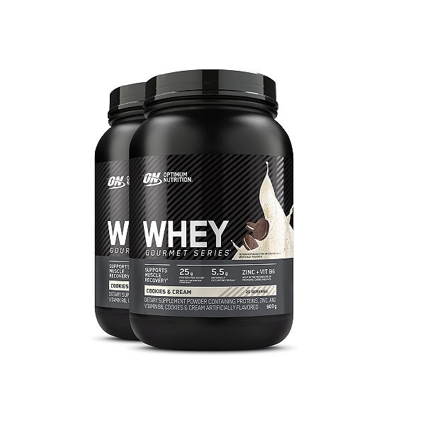 Kit 2 Whey Gourmet Optimum Nutrition Cookies & Cream 900g