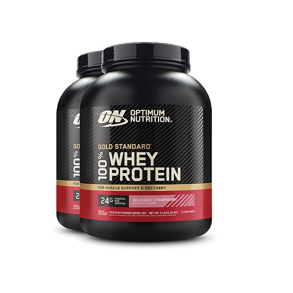Kit 2 Whey Gold Standard Optimum Nutrition Morango 2.26Kg
