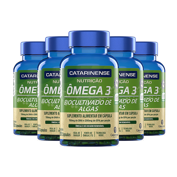 Kit 5 Ômega 3 Algas Biocultivado Catarinense 120 Capsulas