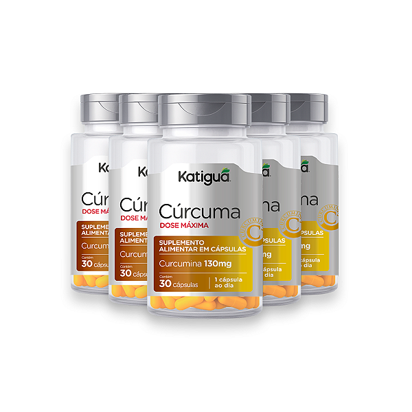 Kit 5 Cúrcuma Dose Máxima Katiguá 130mg 30 Cápsulas