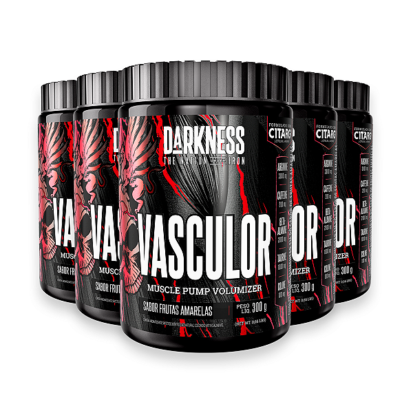 Kit 5 Pré Treino Vasculor Powder Darkness Frutas Amarelas 300g