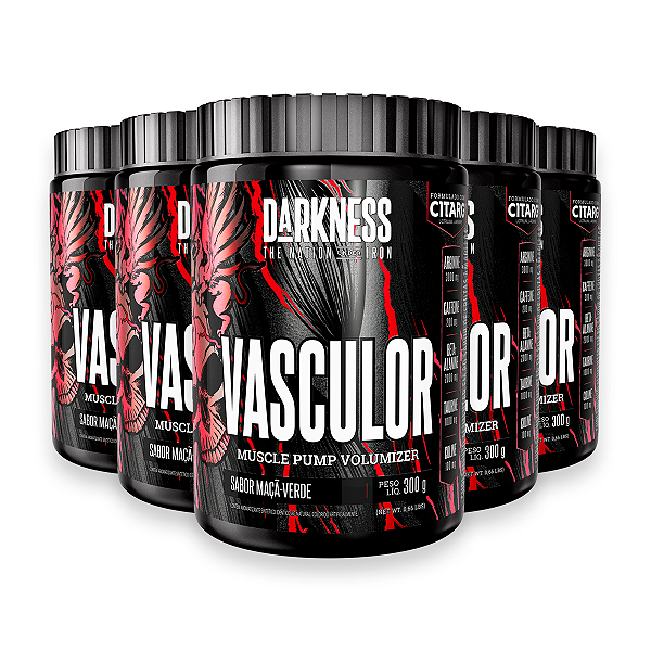 Kit 5 Pré Treino Vasculor Powder Darkness Maça Verde 300g