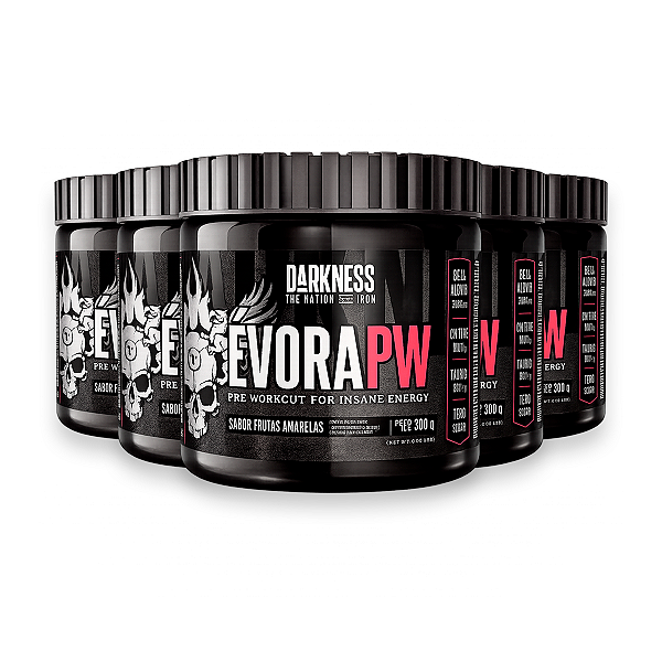 Kit 5 Pré Treino ÉvoraPW V2 Darkness Frutas Amarelas 300g