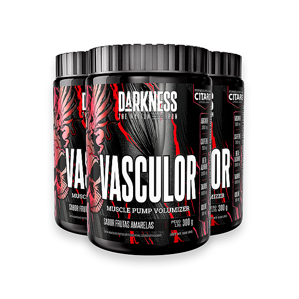 Kit 3 Pré Treino Vasculor Powder Darkness Frutas Amarelas 300g
