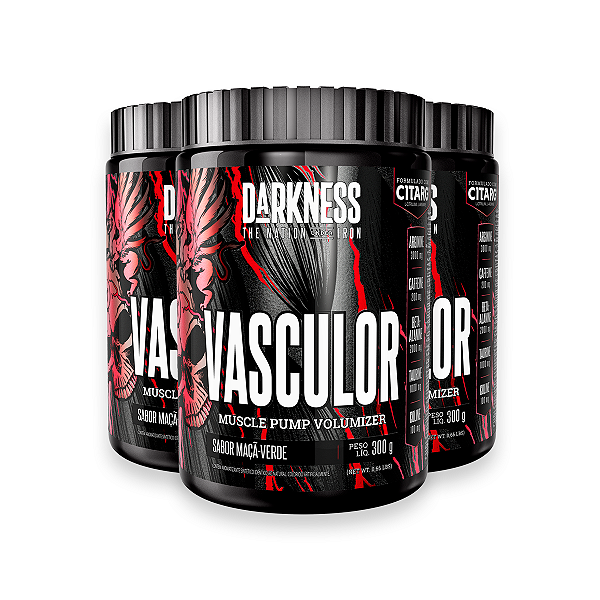 Kit 3 Pré Treino Vasculor Powder Darkness Maça Verde 300g
