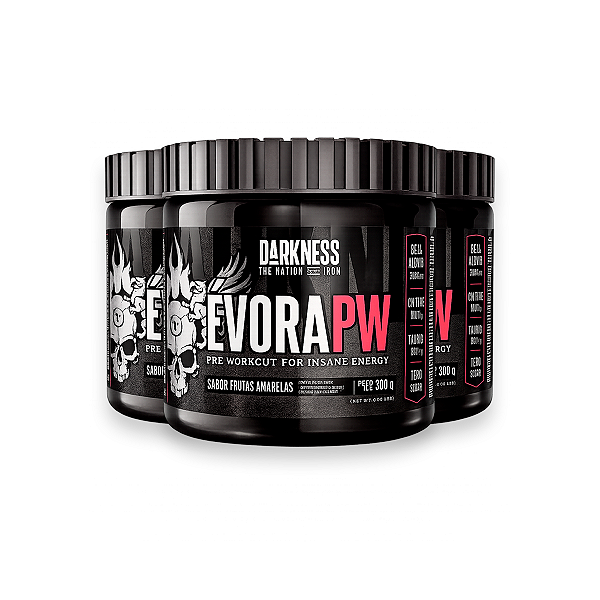 Kit 3 Pré Treino ÉvoraPW V2 Darkness Frutas Amarelas 300g