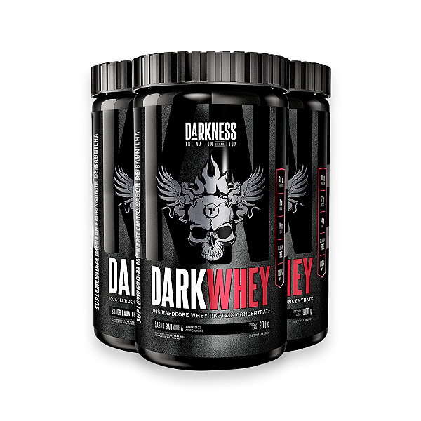 Kit 3 Whey Protein DarkWhey 100% Darkness Baunilha 900g