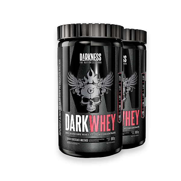 Kit 2 Whey Protein DarkWhey 100% Darkness Chocolate Maltado 900g