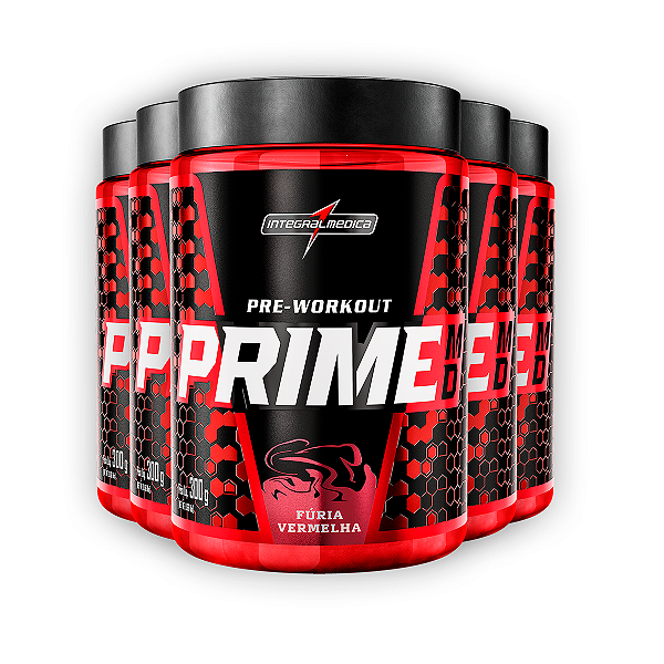 Kit 5 Pré Treino Prime Integral Medica Jabuticaba e Limão 300g