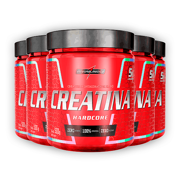 Kit 5 Creatina Monohidratada Hardcore Integral Medica 500g