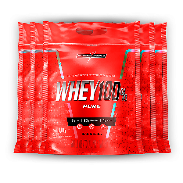 Kit 5 Whey Protein 100% Puro Integral Medica Baunilha 1.8Kg