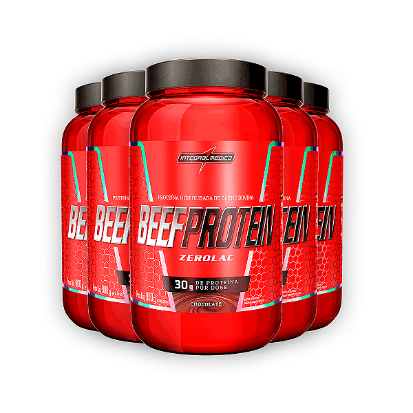 Kit 5 Proteína Hidrolisada Beef Integral Medica Chocolate 900g