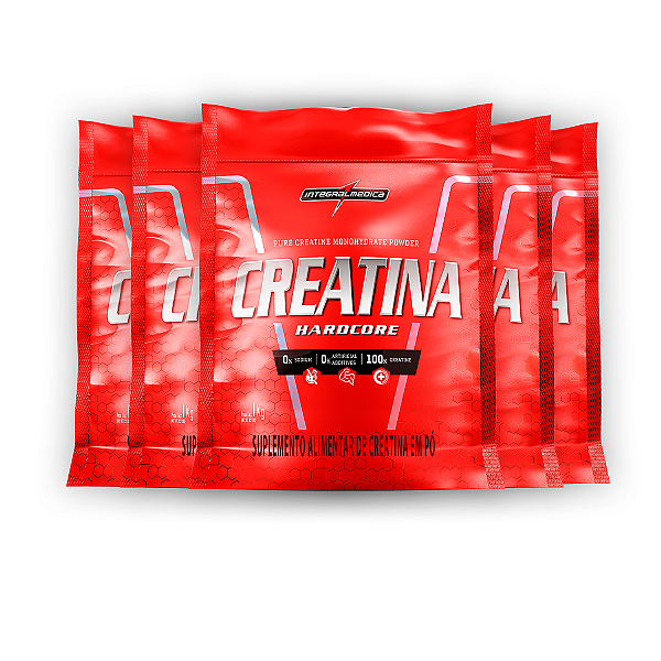 Kit 5 Creatina Monohidratada Pura Hardcore Integral Medica 1Kg