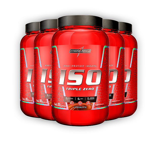 Kit 5 Whey Protein Iso Triple Zero Integral Medica Chocolate 900g