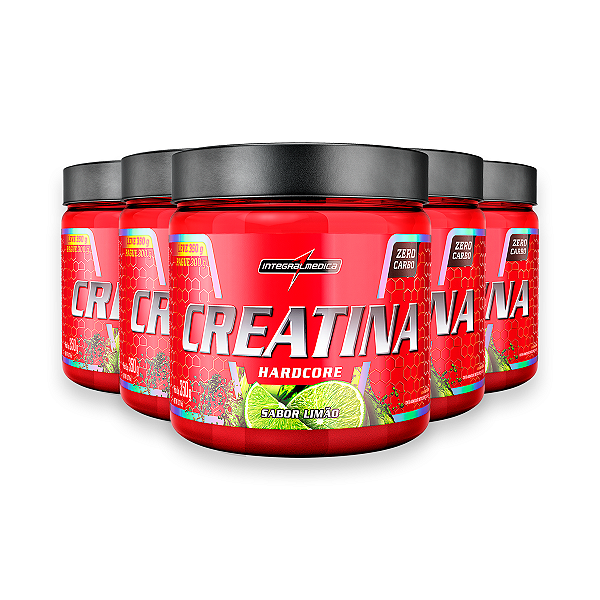 Kit 5 Creatina Hardcore Integral Medica Limão 350g