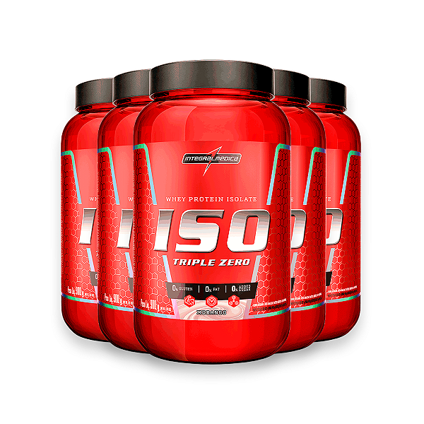 Kit 5 Whey Protein Iso Triple Zero Integral Medica Morango 900g