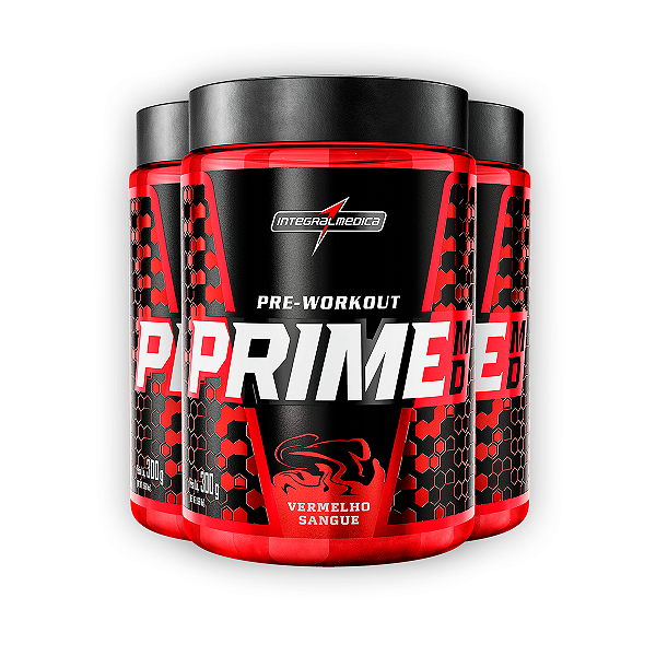 Kit 3 Pré Treino Prime Integral Medica Frutas Vermelhas 300g