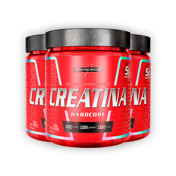 Kit 3 Creatina Monohidratada Hardcore Integral Medica 500g