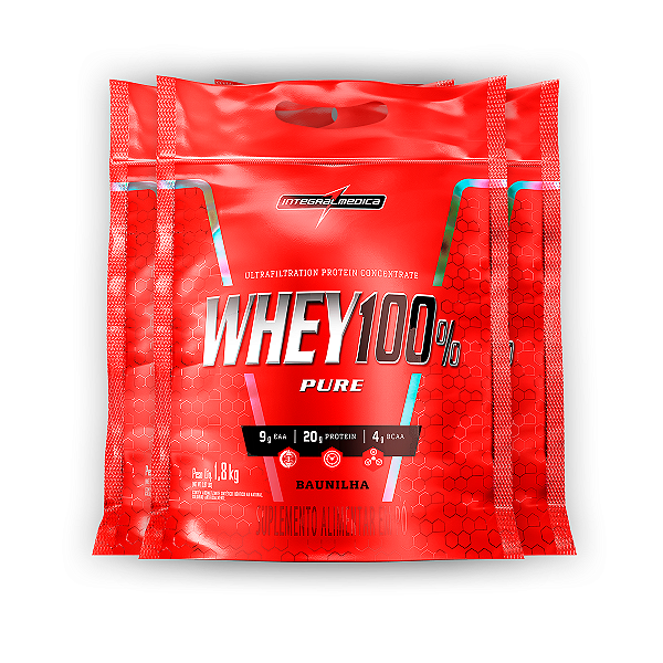 Kit 3 Whey Protein 100% Puro Integral Medica Baunilha 1.8Kg